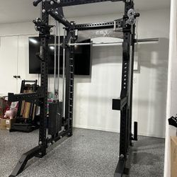 PRO SERIES Ultimate 3-1 Half Rack Functional Trainer w/Smith Machine Bar | 400lb Stack | Gym Equipment | Fitness | Commercial | Squat Rack 
