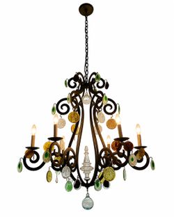 Vintage Colored Glass Chandelier