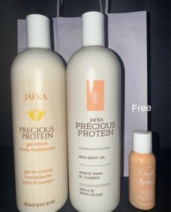 Jafra Precious Protein Body Moisturizer & Oil Set + Free Royal Almond Oil