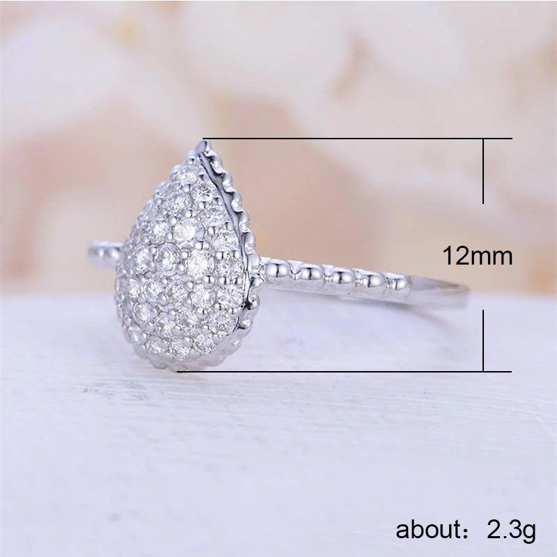 "Big Pear Gemstone Zircon Elegant Water Drop Silver Rings for Women, EVGG1355
