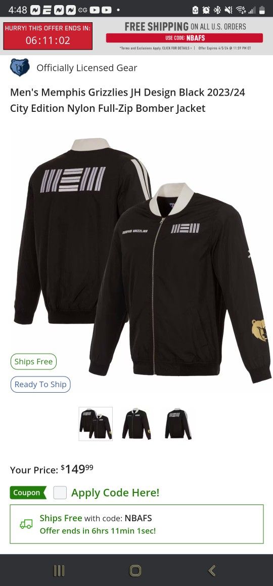 Grizzlies Bomber Jacket