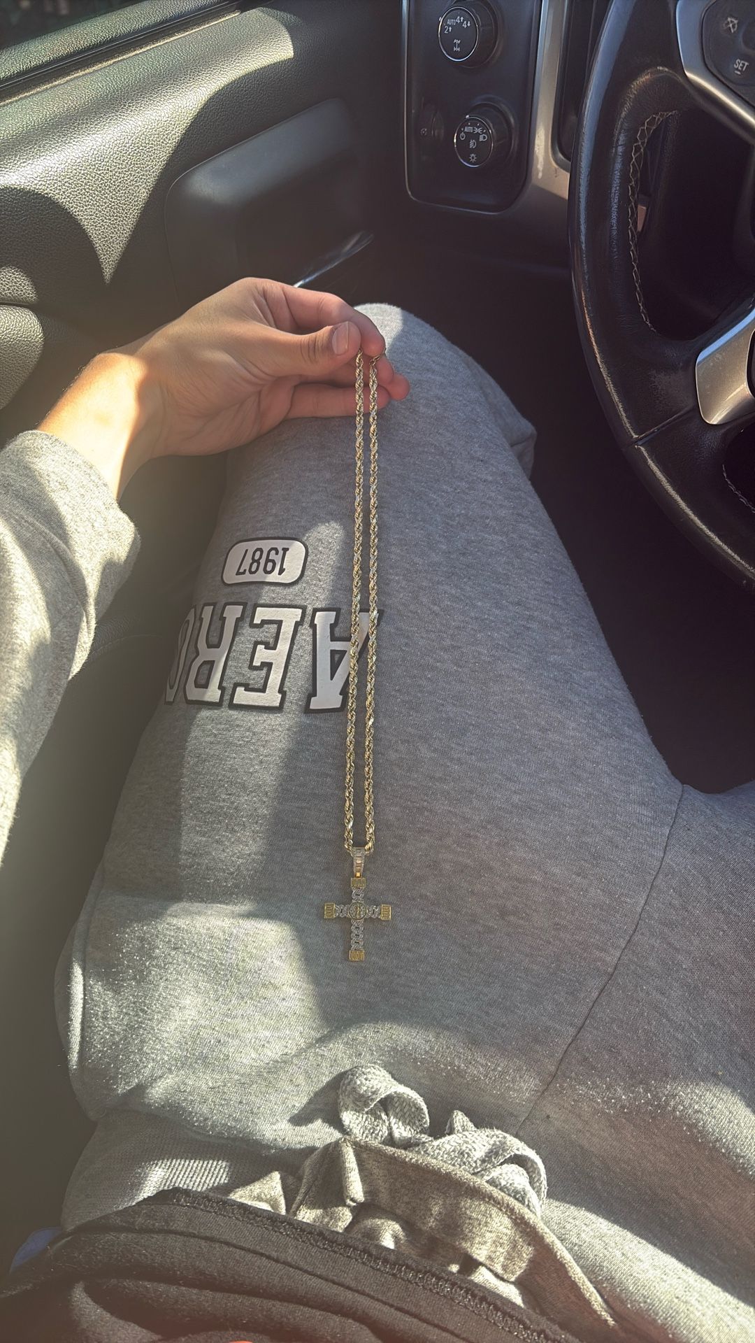 Gold Rope Chain 10k Cross Pendant