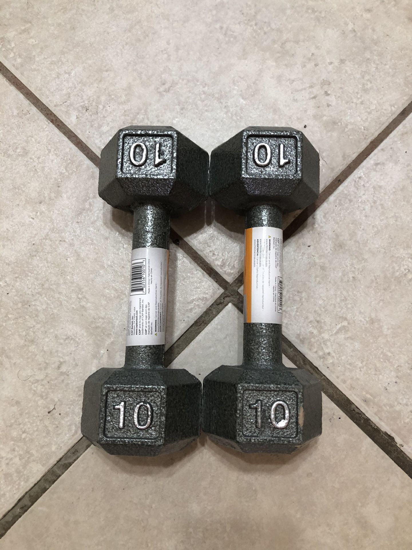 10lb Cast Iron Hex Dumbbell Set Pair Of Weights (20lbs Total)