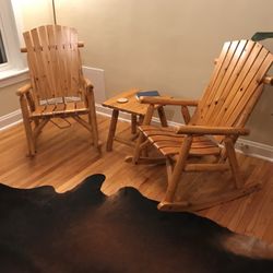 High Quality All Wood Rocking Chair With End Table
