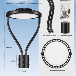 LED Post Top Light 150W, LED Circular Area Light 21000Lm 5000K LED Parking Lot Light, Outdoor Pole Lights Fixture for Garden Yard Street Lighting
