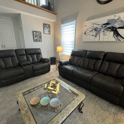 Living Room Set ( Recliner Sofa+loveseat ) Brown 