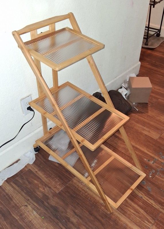 Folding End Table Shelf Unit