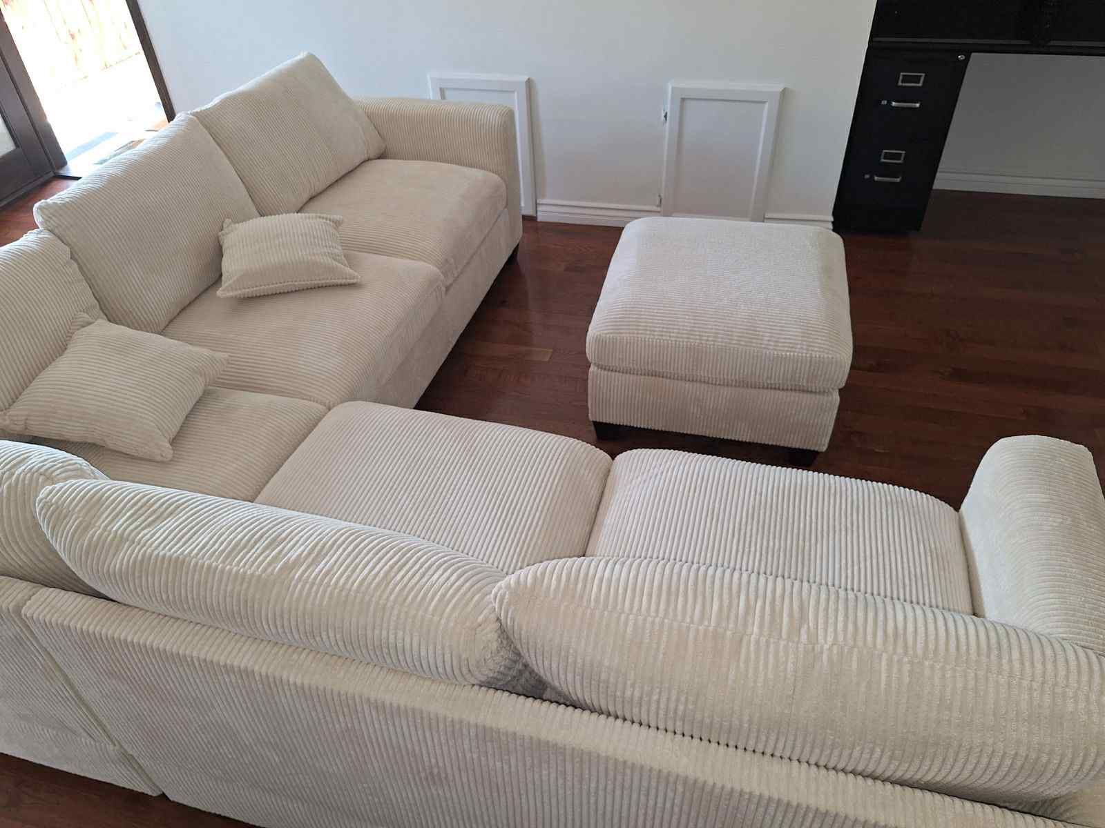 New 99x99 Corduroy Sectional Couch / Free Delivery 