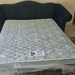 Blue Hump Back Sleeper Sofa Love Seat . Pullout bed