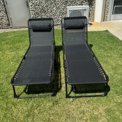 Foldable Patio or Pool Chairs, 3-Level Adjustable with Detachable Pillow Black 