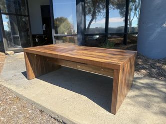 Coffee Table for Living Room, 47" Modern Farmhouse Coffee Table Rustic Brown