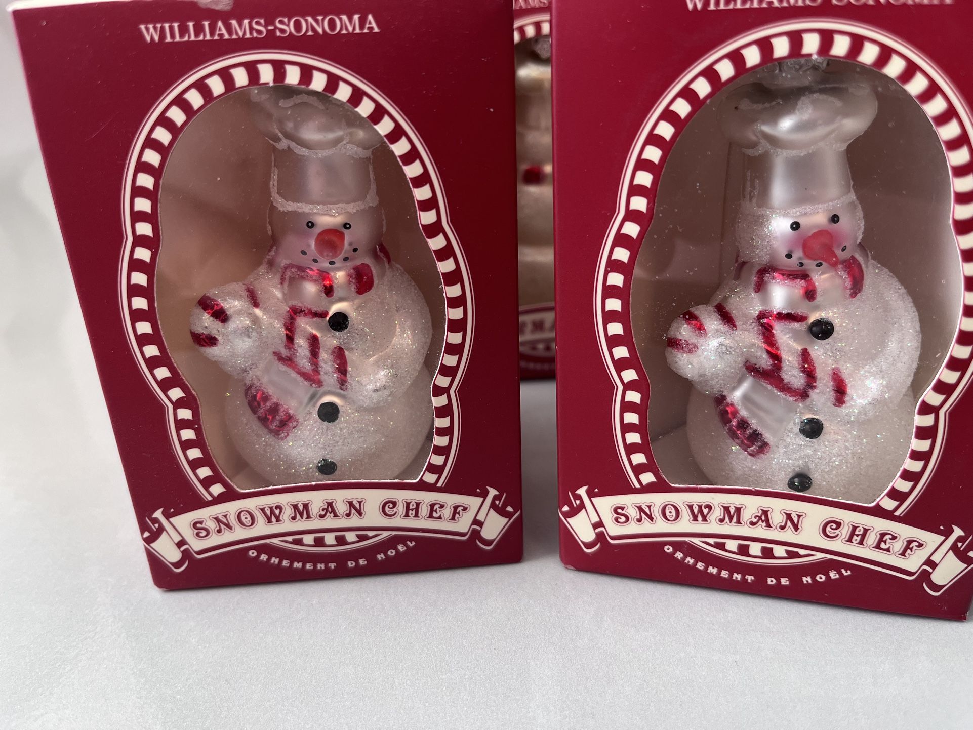 Set/5 Williams Sonoma Snowman Chef Christmas Tree Holiday Ornaments NEW Rare !