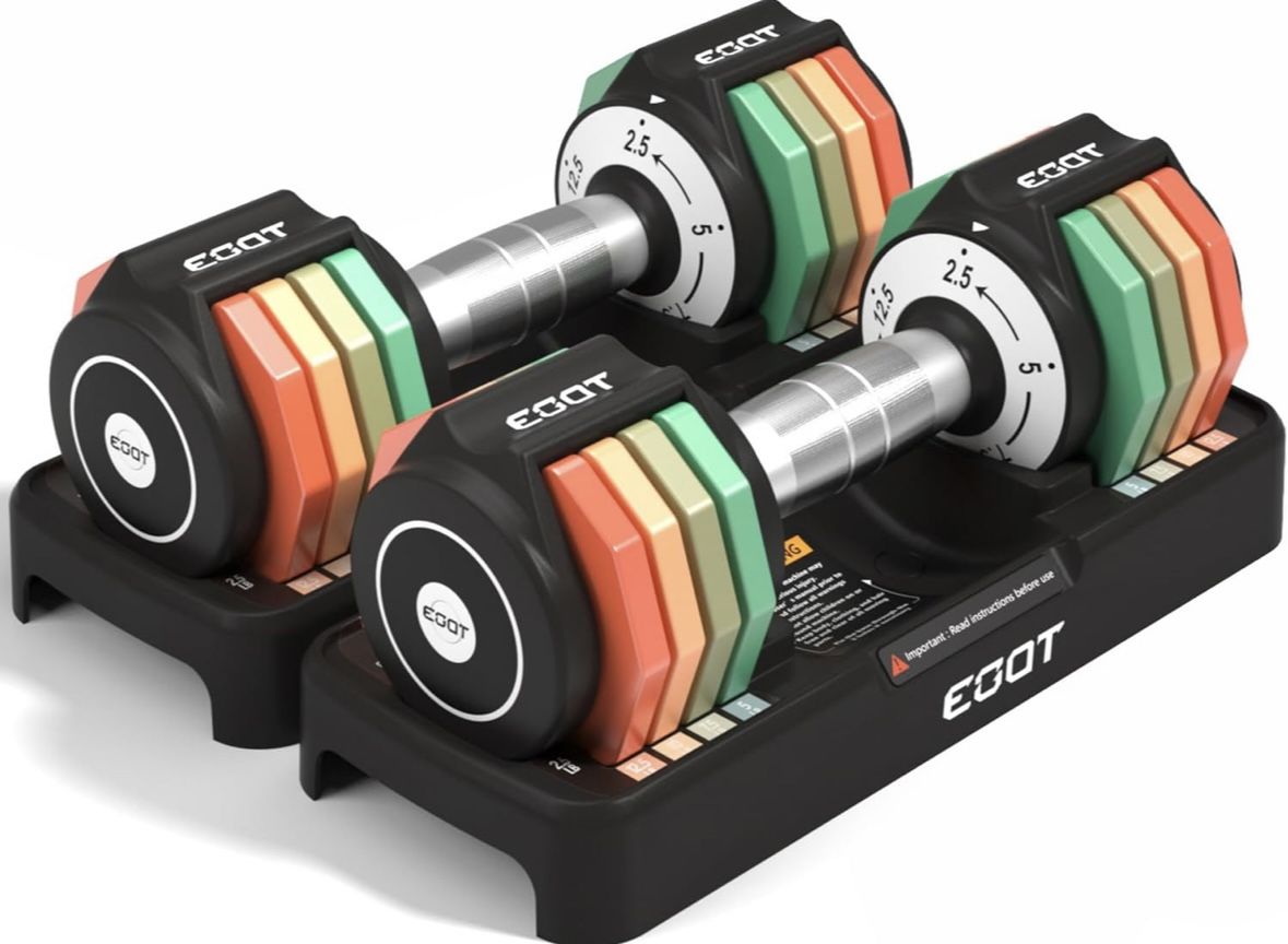 Adjustable Dumbbells Set/Single, 12.5LB/22.5LB/ 55LB 5 in 1 Free Adjustable Dumbbell