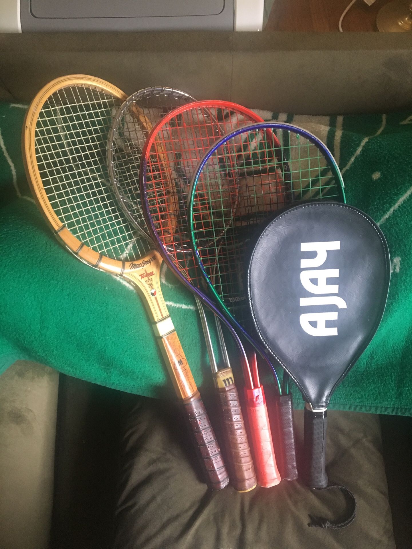 Lot of 5 Tennis / Racquetball Racquets / Rackets Wilson MacGregor Prince Ajay