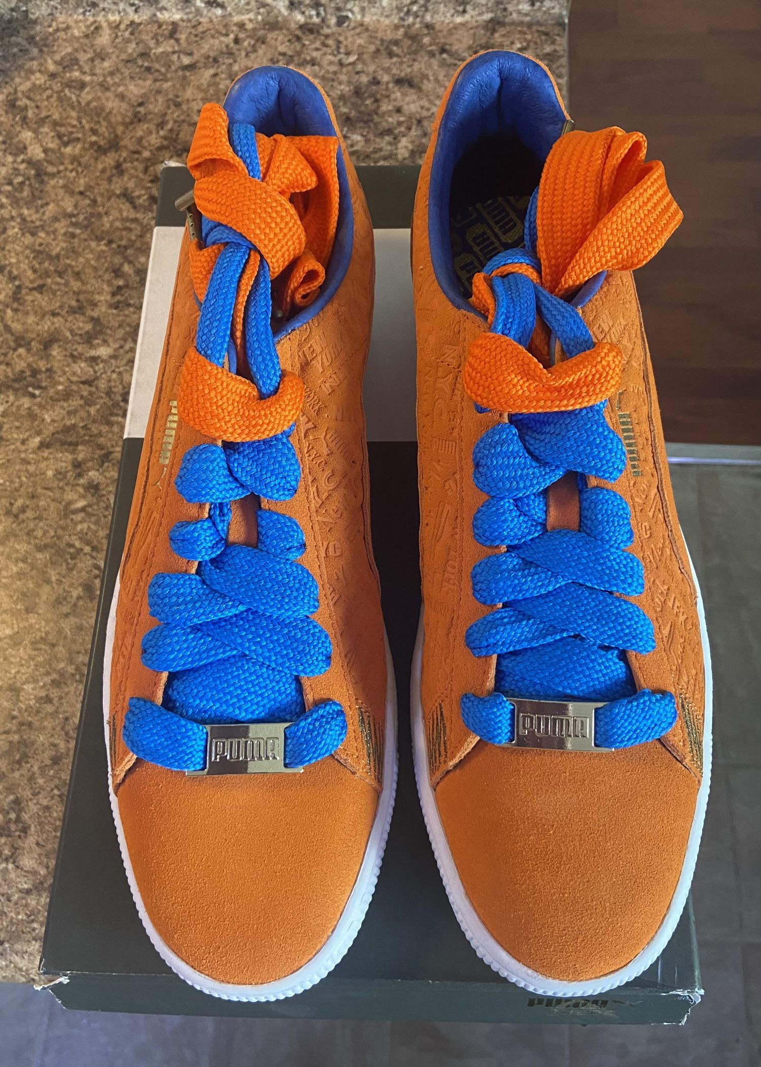 Puma Suede Classic NYC Vibrant Orange/Royal Blue Men's Size 11