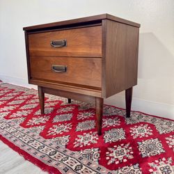 Vintage Mid Century Modern Walnut Wooden Nightstand by Bassett