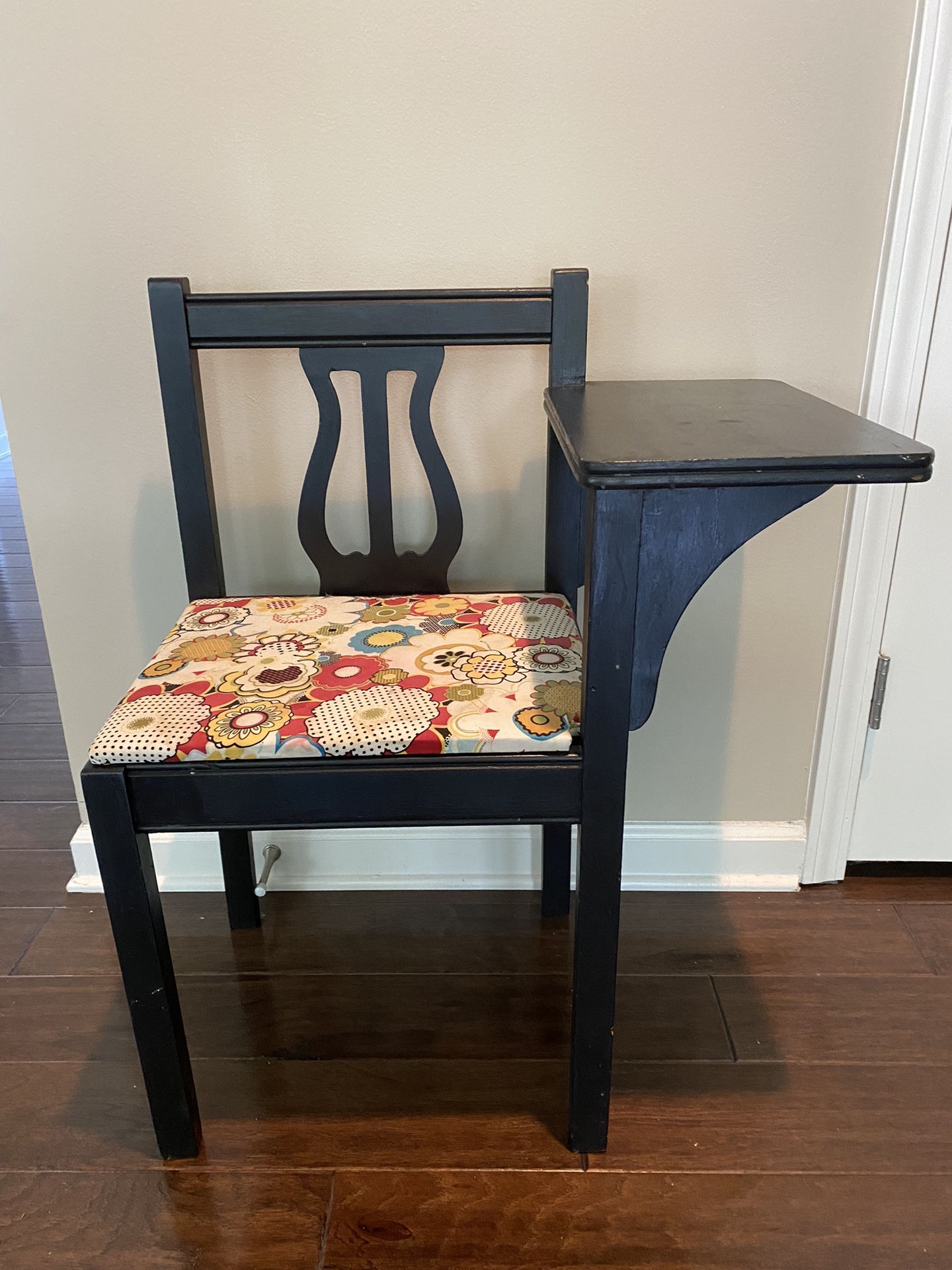 Vintage Gossip/Telephone Bench w/ Storage Seat 29.5”T x 25L x 15W (see comp pic) sturdy - fabric can easily be removed or changed on seat.