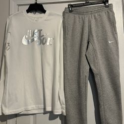 Small Nike Joggers and  White Shirt Reflective ($45 for whole outfit) 