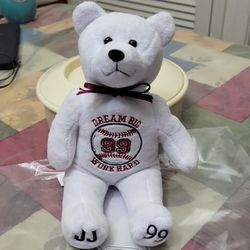 Holy Bears Original 2017 Handmade J J Watt "Dream Big Work Hard" embroidered 9 Inch White Bear 