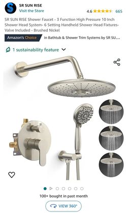 SR Sun Rise 10 Inch Brushed Nickel Rainfall Shower System