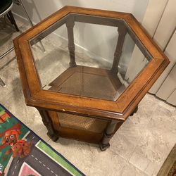 Wood Table With Glass Top