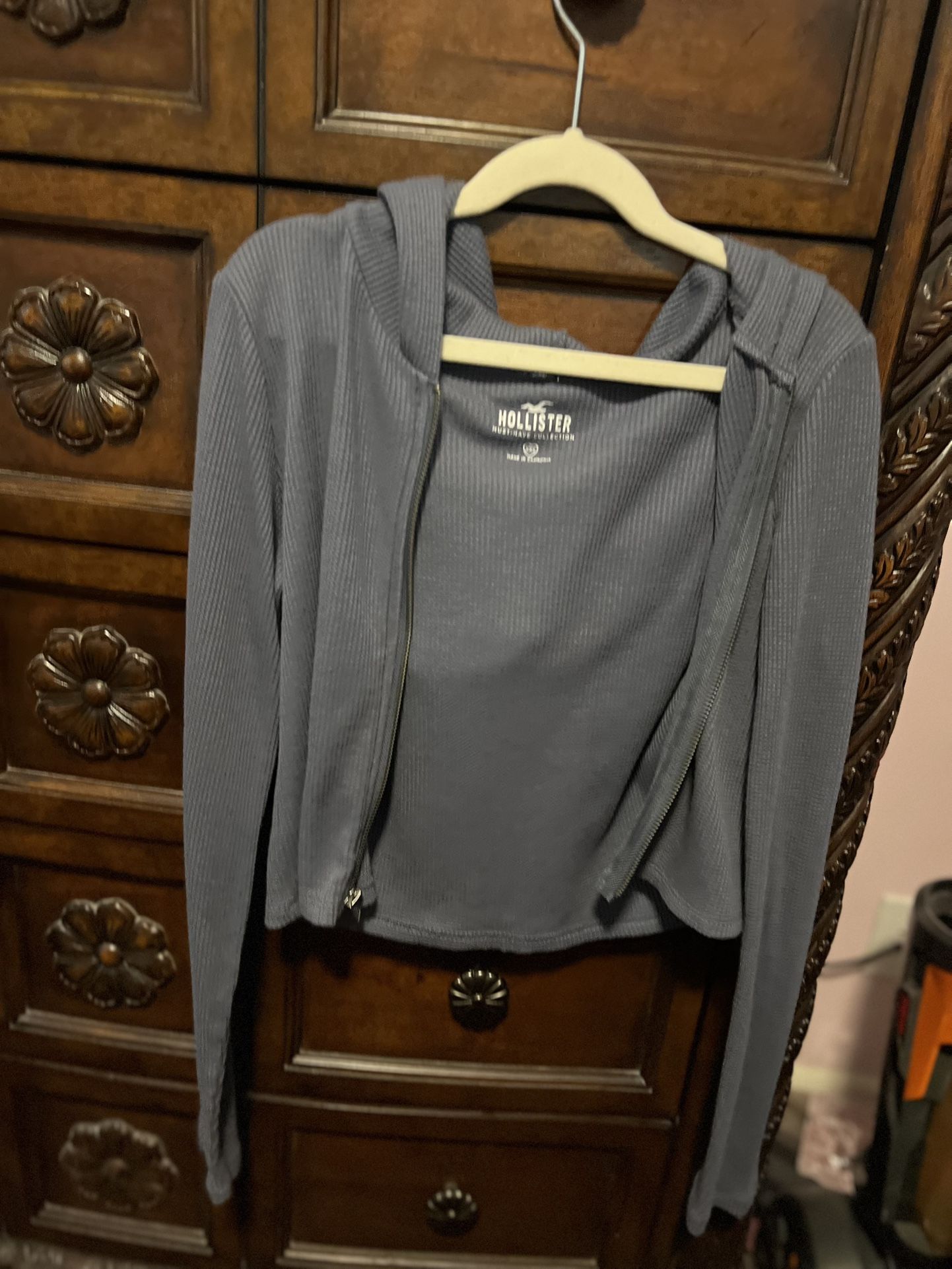 Girls Hollister Zipper Up Blue Hoodie XXS