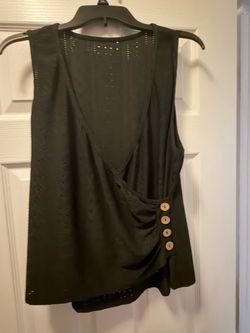 Black Sleeveless Top with Button Detail