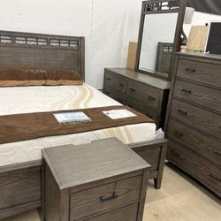 Montillan Grayish Brown Bedroom Set Queen King Bed Dresser Nightstand Mirror Chest Options 