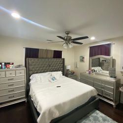 For sale: dining room set, 65-inch TV, living room table, and complete bedroom set