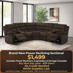 Brown Power Reclining Sectional Sofa
