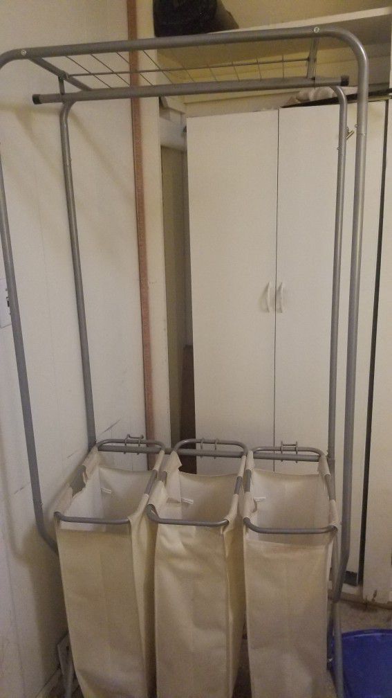 Laundry Sorter With Hanging Rack $7
