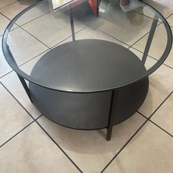 Round glass coffee table