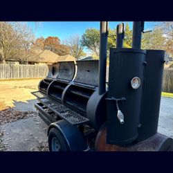Custom BBQ Smoker Pit and Charcoal Grill Trailer