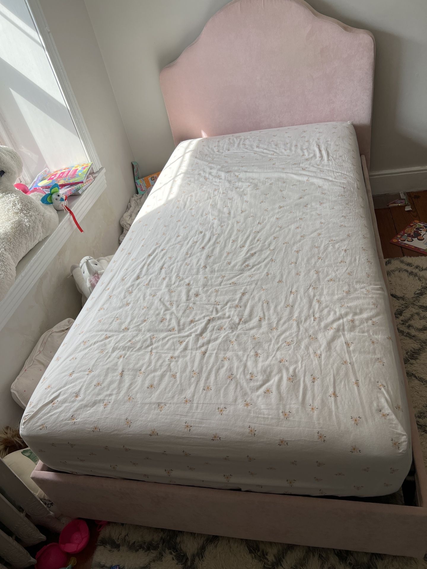Pink Velvety Twin Bed