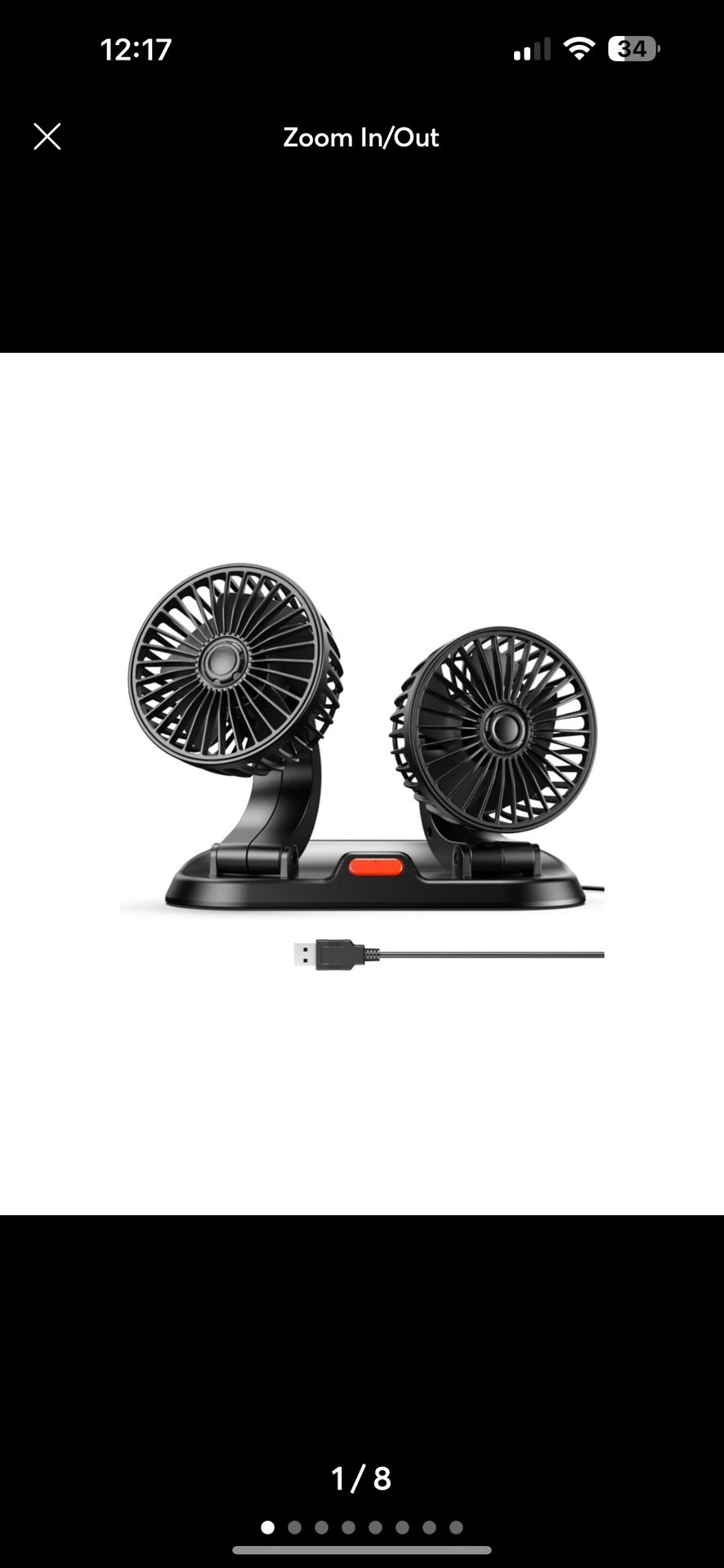 Car Fan - Dual Head USB Fan for Car, Portable Vehicle Cooling Fan - Brushless Mo