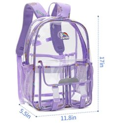 HTWO Clear Backpack Purple Heavy Duty See-Through School Travel Bag Women