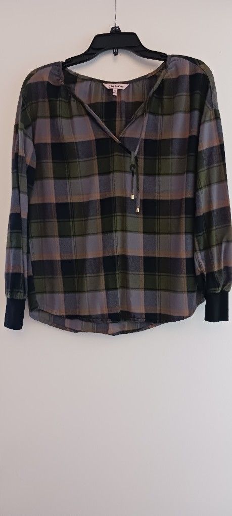 Juicy Couture! Green with black Plaid Cotton/Rayon Shirt