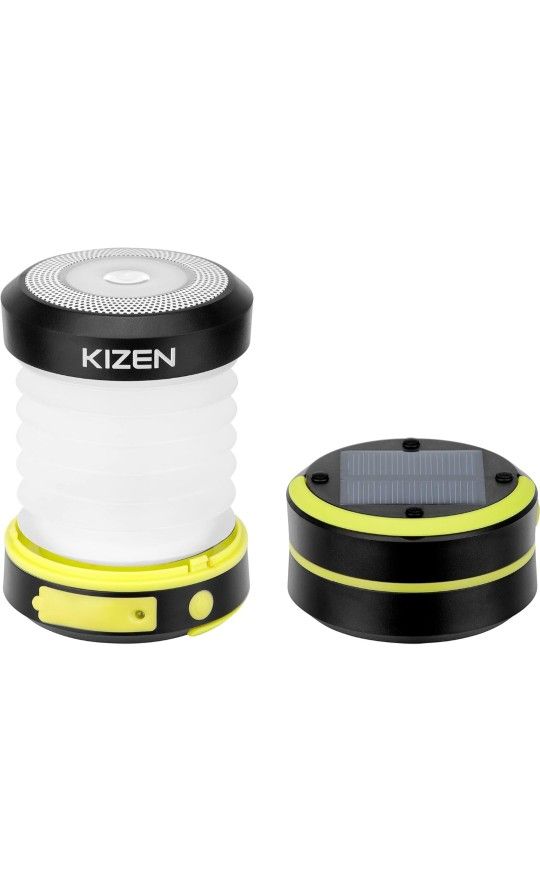 Kizen Solar Camping Lantern Rechargeable - LED Lanterns for Power Outages, Camping Lights, Emergency Flashlight - Collapsible & Rechargeable Lamp with
