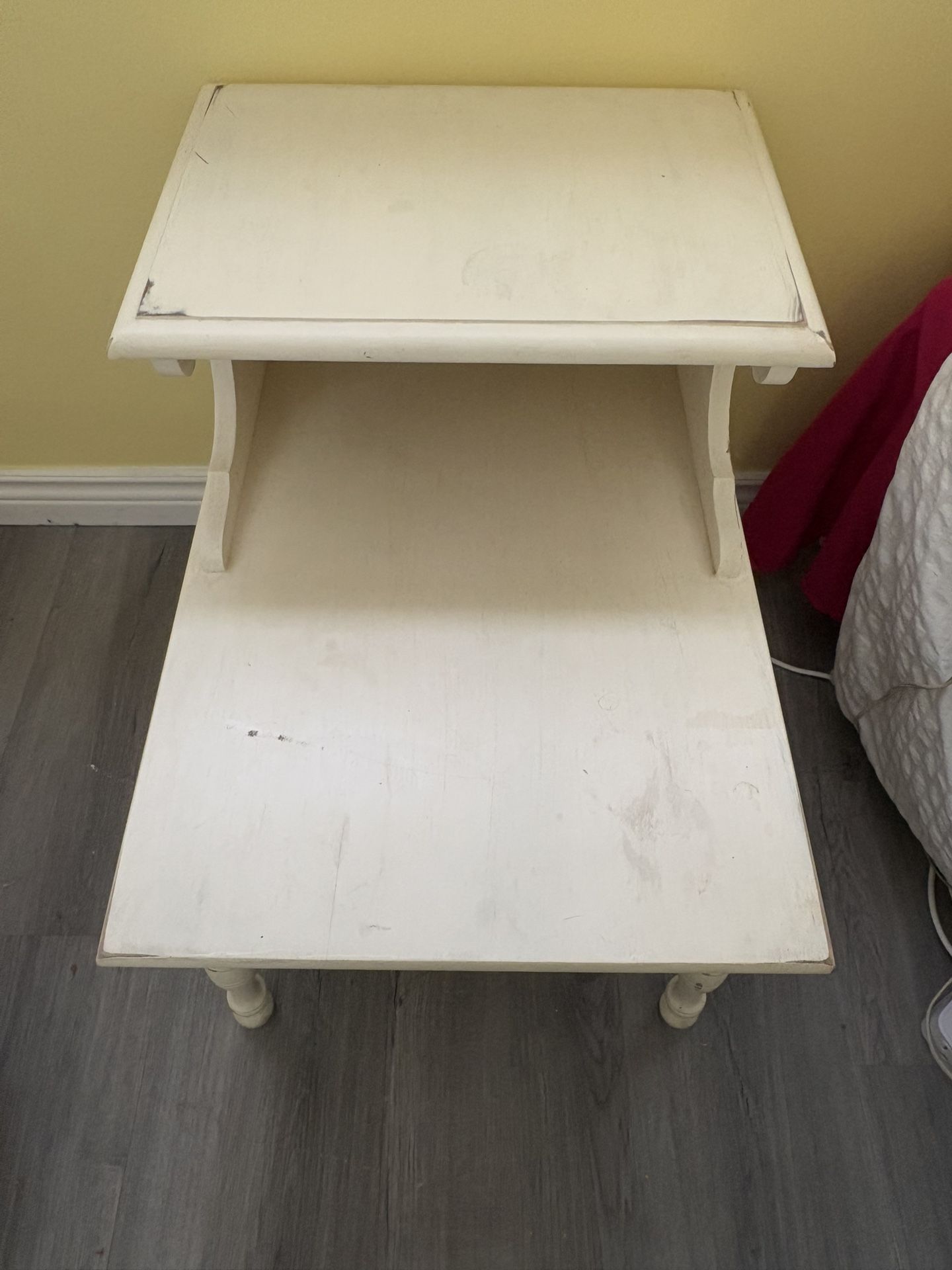 white wooden stand 