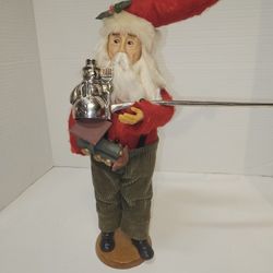 Vintage Christmas Santa W/ Toy Train Wood Base 12” and Godinger Snowman Snuffer