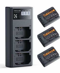 K&F Concept NP-FZ100 Triple USB Charger with 3 Batteries