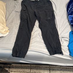 Black Cuffed Cargos