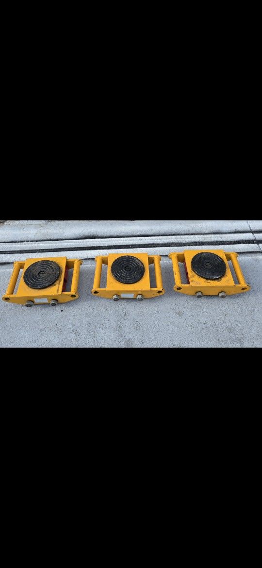 3PCS 6 Ton Heavy Duty Machine Dolly Skate Machinery Roller Mover Cargo Trolley