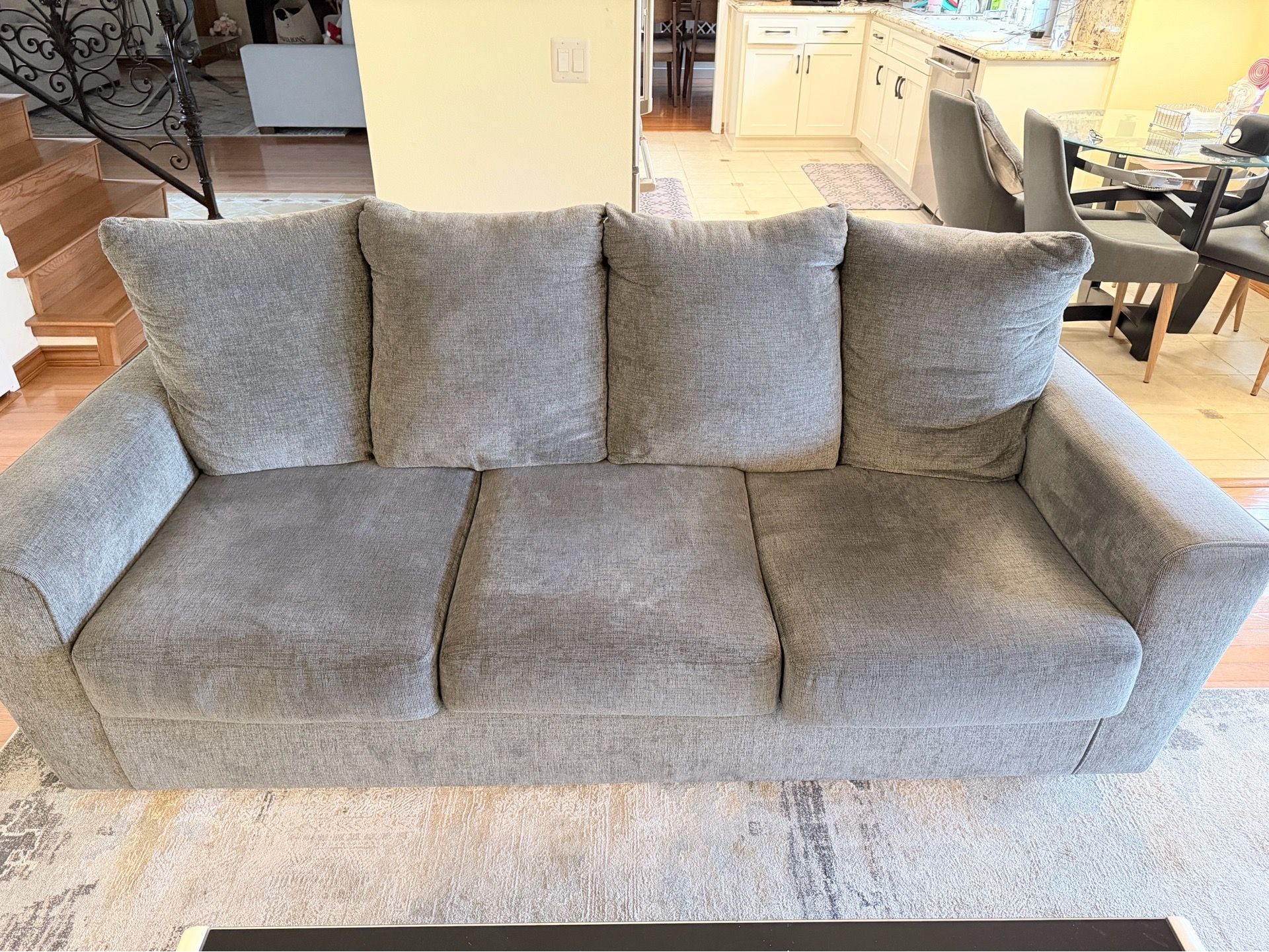 Grey Sofa / Couch with ottoman
