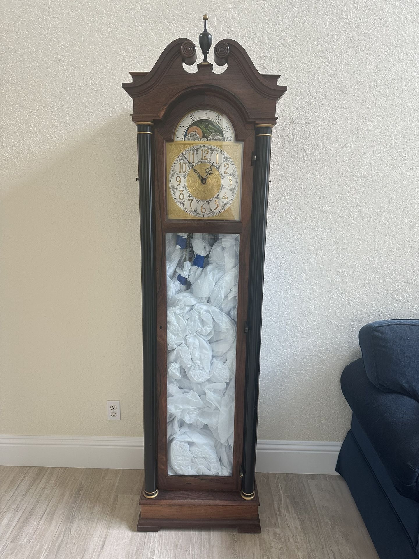 Grandfather clock, Medium Brown Wood Over 6ft. tall