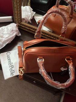 Coure & Pelle Cognac Leather Satchel Purse -NEW
