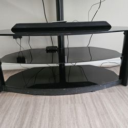 Black Tempered Glass Entertainment Stand