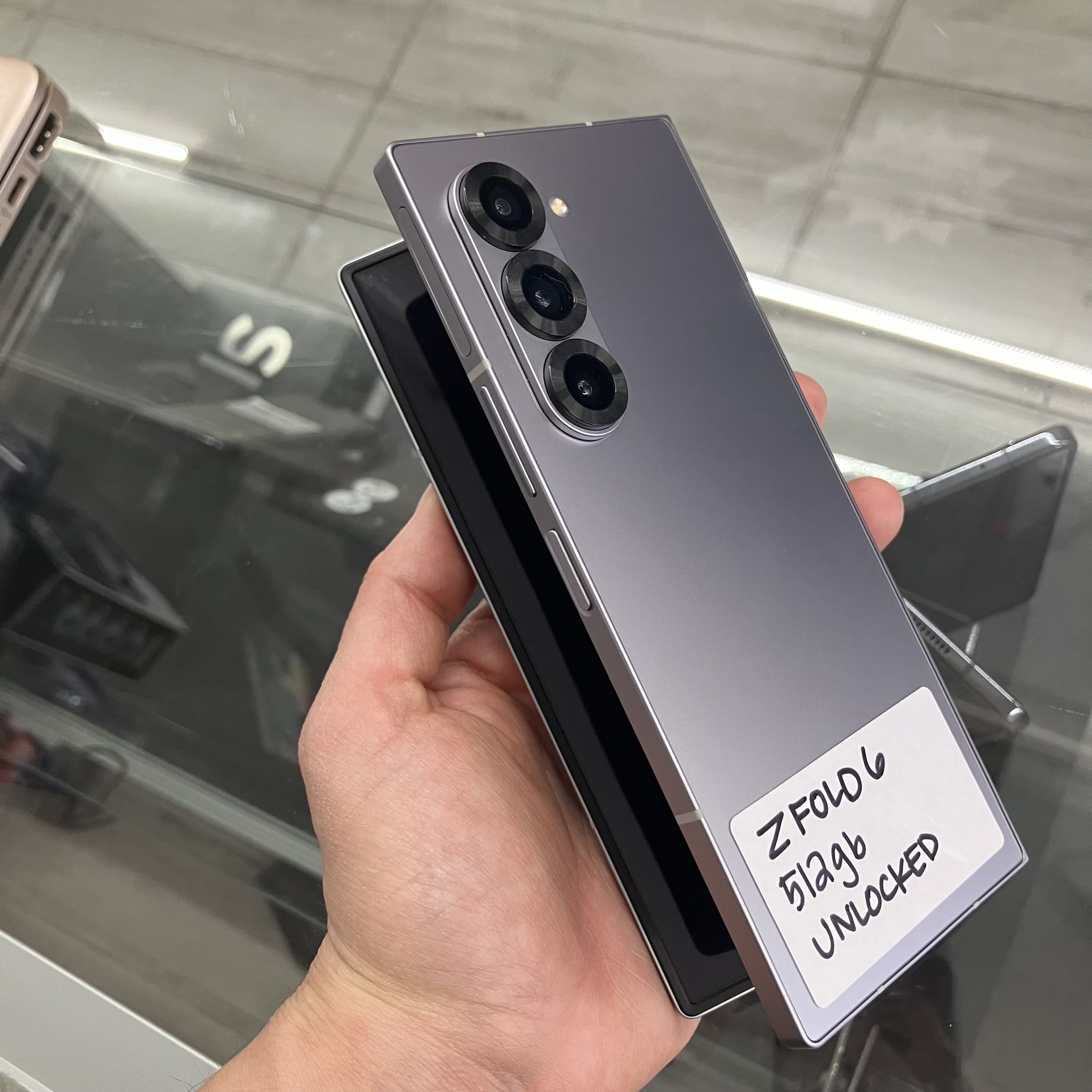 Silver Galaxy Z Fold 6, Unlocked. Cheap Phones, $50 Down W/approval 