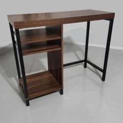 Sleek Modern Industrial Computer Desk with Side Shelves