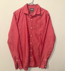 Men's Red Long-Sleeve Button-Down Shirt